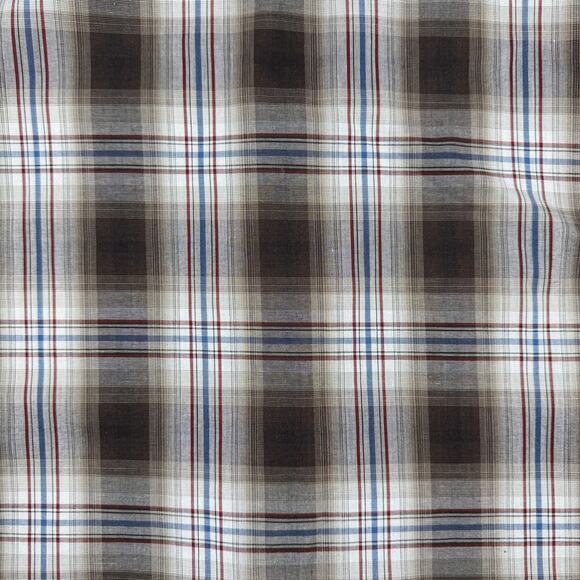 Ely Cattleman Plaid Western Pearl Snap Shirt Men’s Large Brown Cream Blue Red - Picture 8 of 11